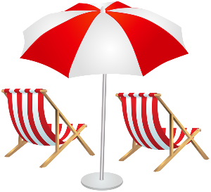 deckchairs with a sun umbrella 